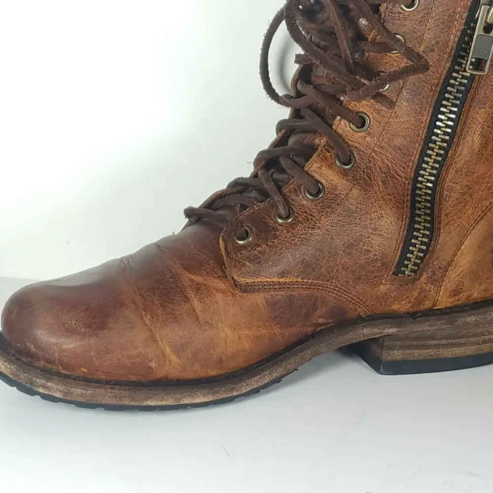 Freebird By Steven Manchester Women's US9 Brown Distressed Leather LaceUp Boot